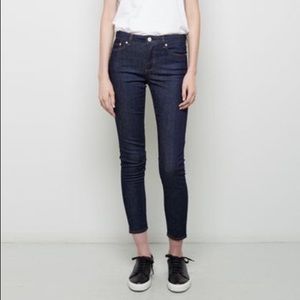 Acne Dark Wash Skinny Jeans Low Raw Reform